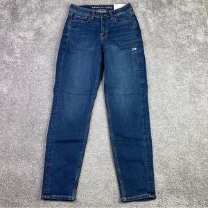 American Eagle Mom Jeans Women's 4 Long Blue Tapered High Rise Stretch